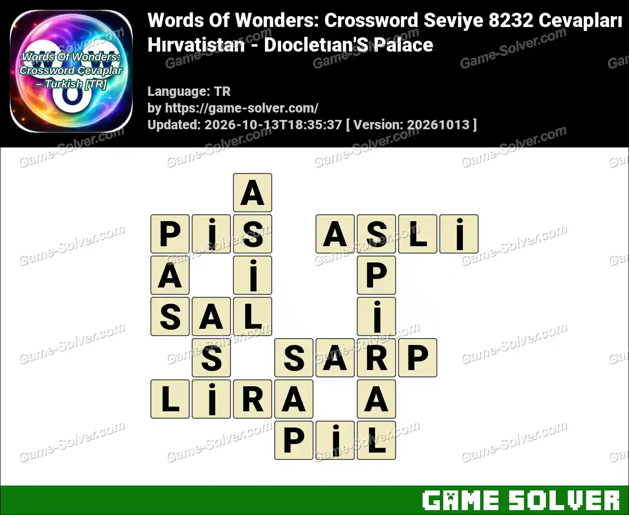 Words Of Wonders: Crossword Seviye 8232 Cevapları – Hırvatistan – Dıocletıan’S Palace